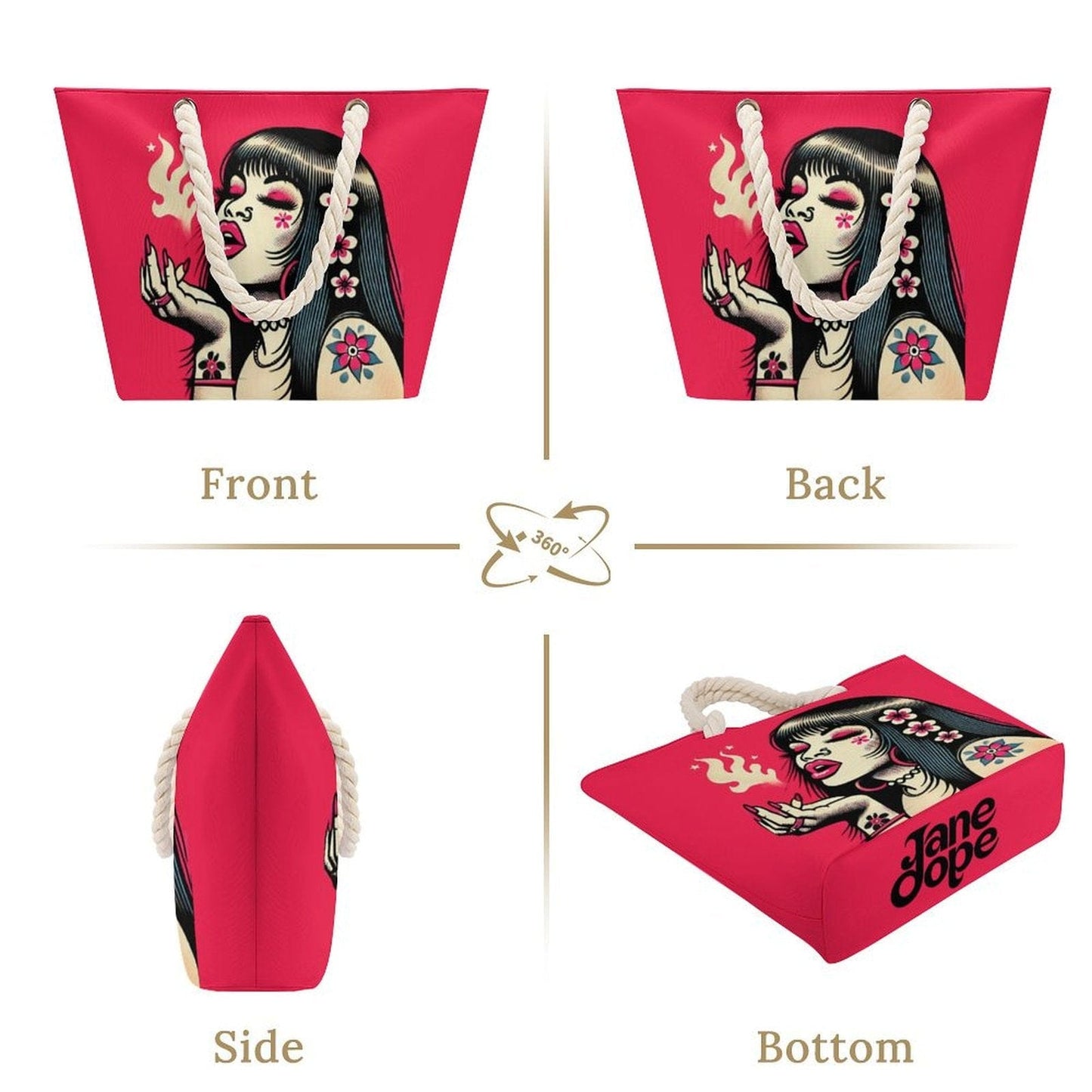 Pink Diesel Hemp rope tote bag