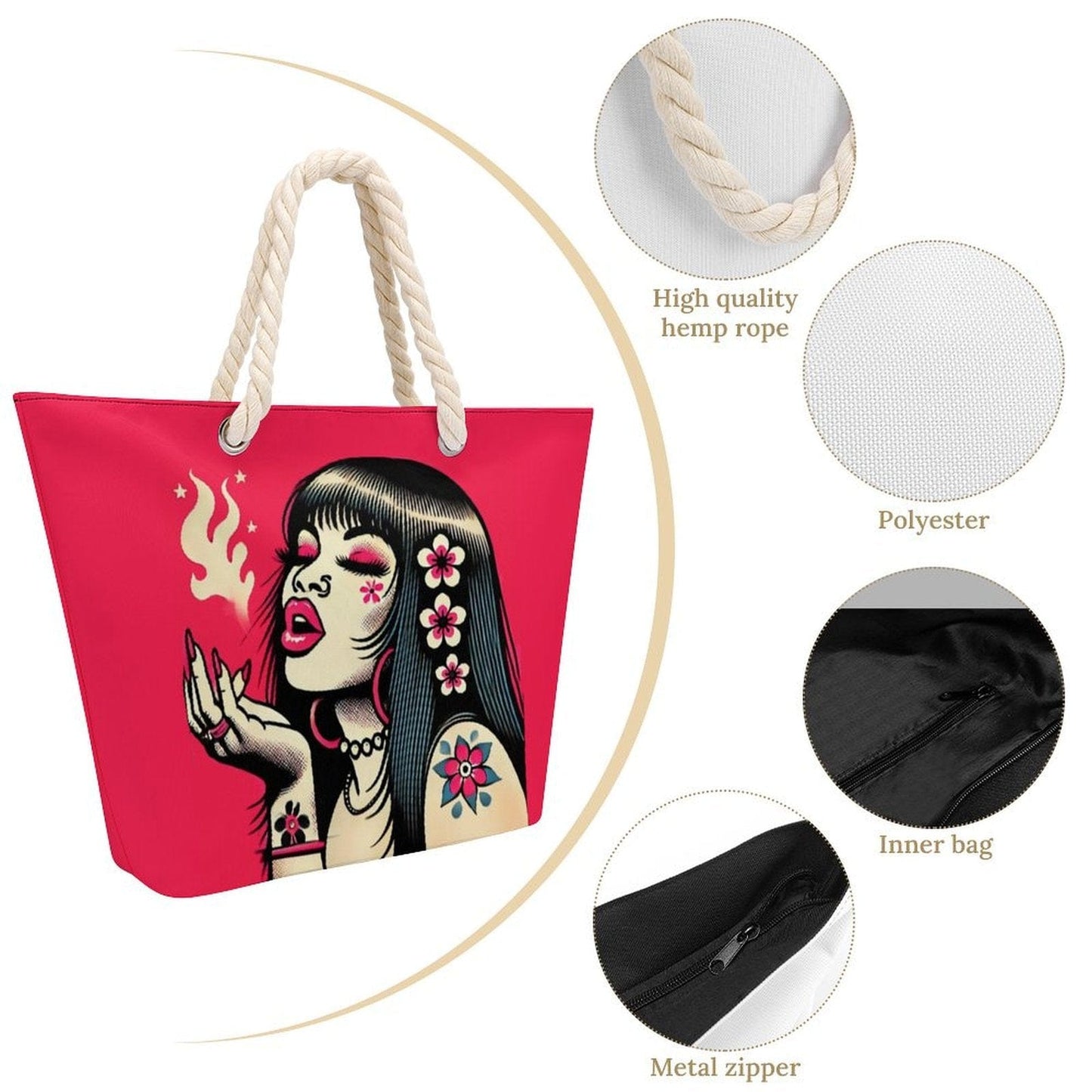 Pink Diesel Hemp rope tote bag