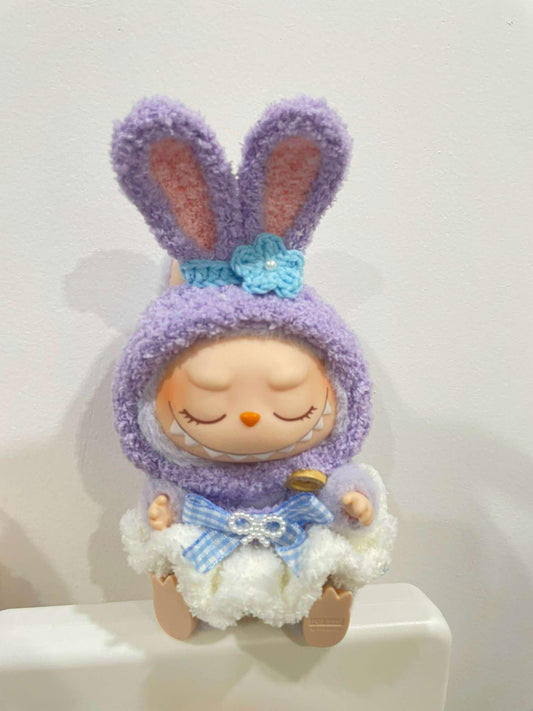 Handmade Labubu Outfit – Purple Bunny Edition