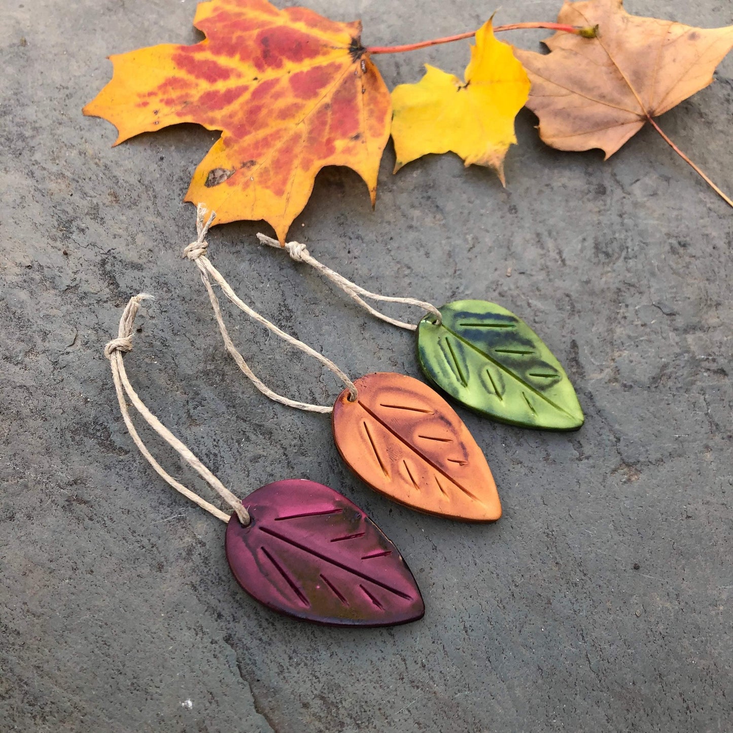 Autumn Leaf Ornaments, Rustic Fall Décor or Christmas Tree Decoration