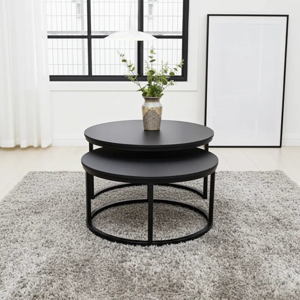 Tables à Café gigogne en bois d'Acacia (Noir)