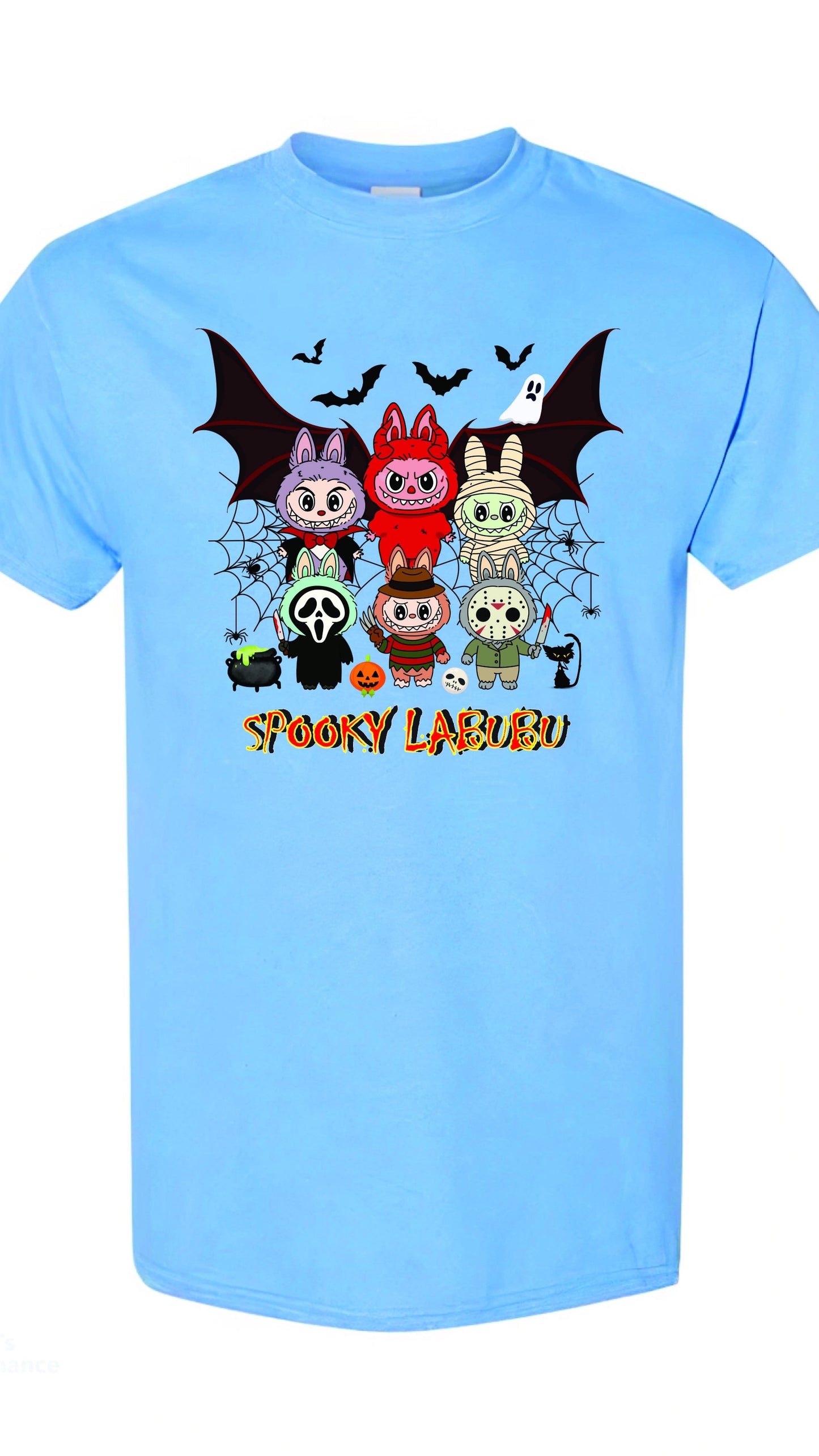 [Adult size] Halloween Labubu Graphic Tee: Kawaii Spooky 100% Cotton Unisex Shirt