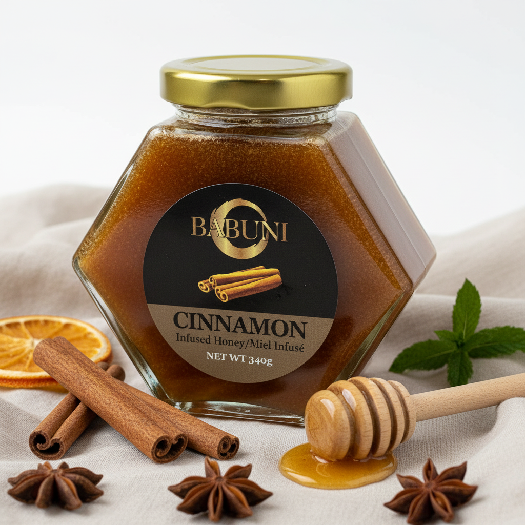 Cinnamon Honey (100% raw, unpasteurized, ecologically made local Canadian honey)