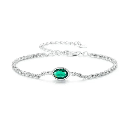 Elegant Green Zircon Chopin Sterling Silver Bracelet