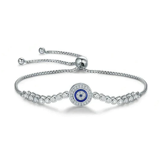 Shimmering Evil Eye Sterling Silver Tennis Bracelet
