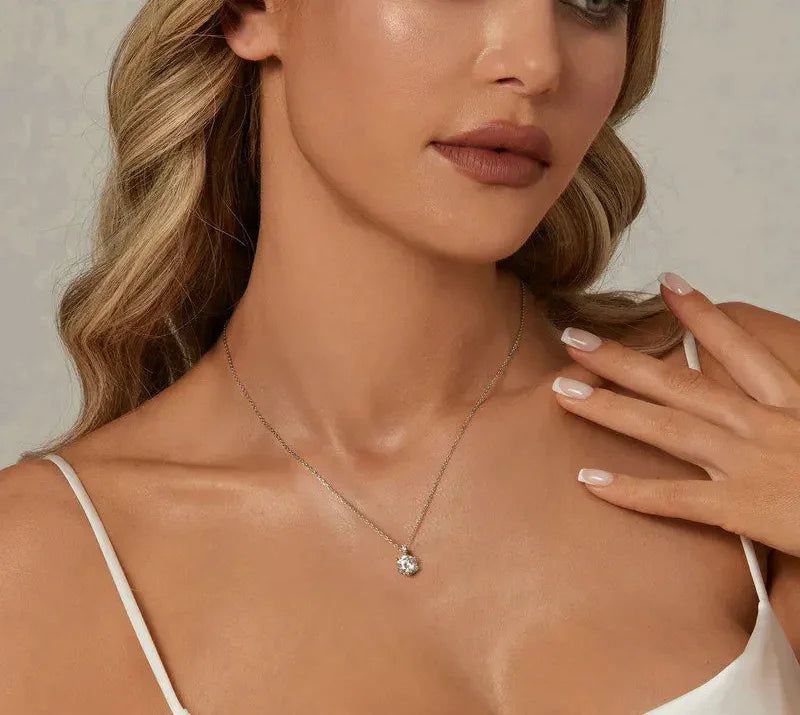 Glamorous Gem 1ct Moissanite Sterling Silver Pendant Necklace