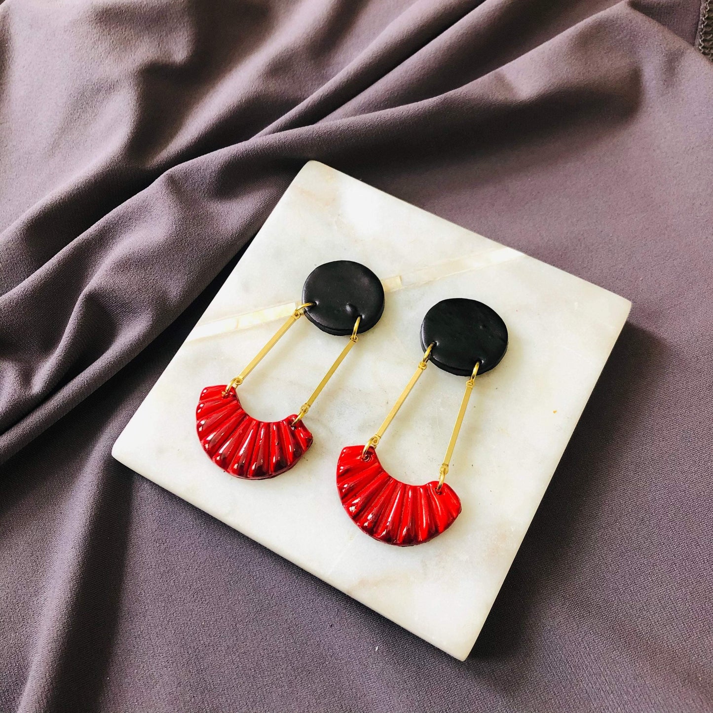 Long Art Deco Statement Earrings, Post or Clip On – "Kia"
