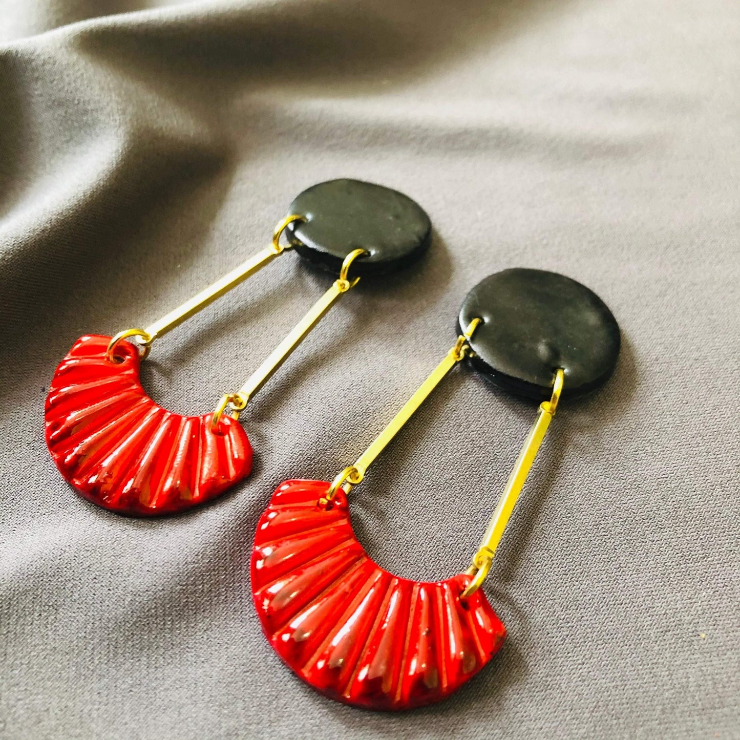 Long Art Deco Statement Earrings, Post or Clip On – "Kia"