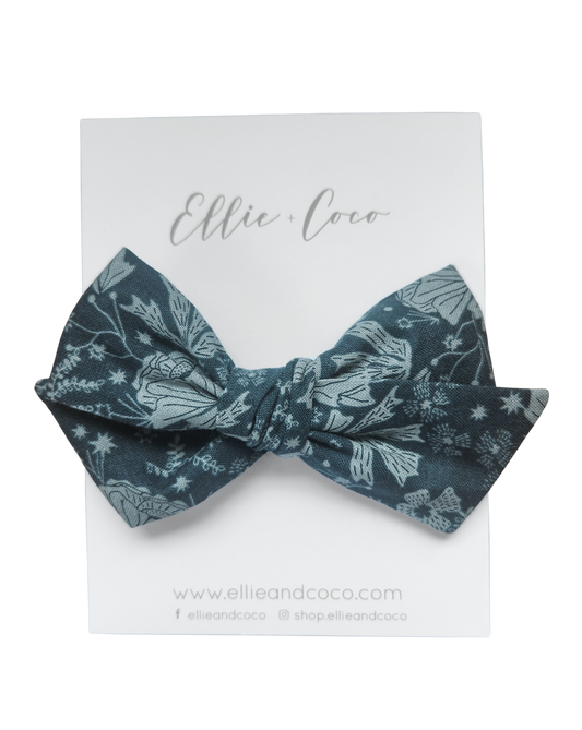 Blue Floral Oversize Bow