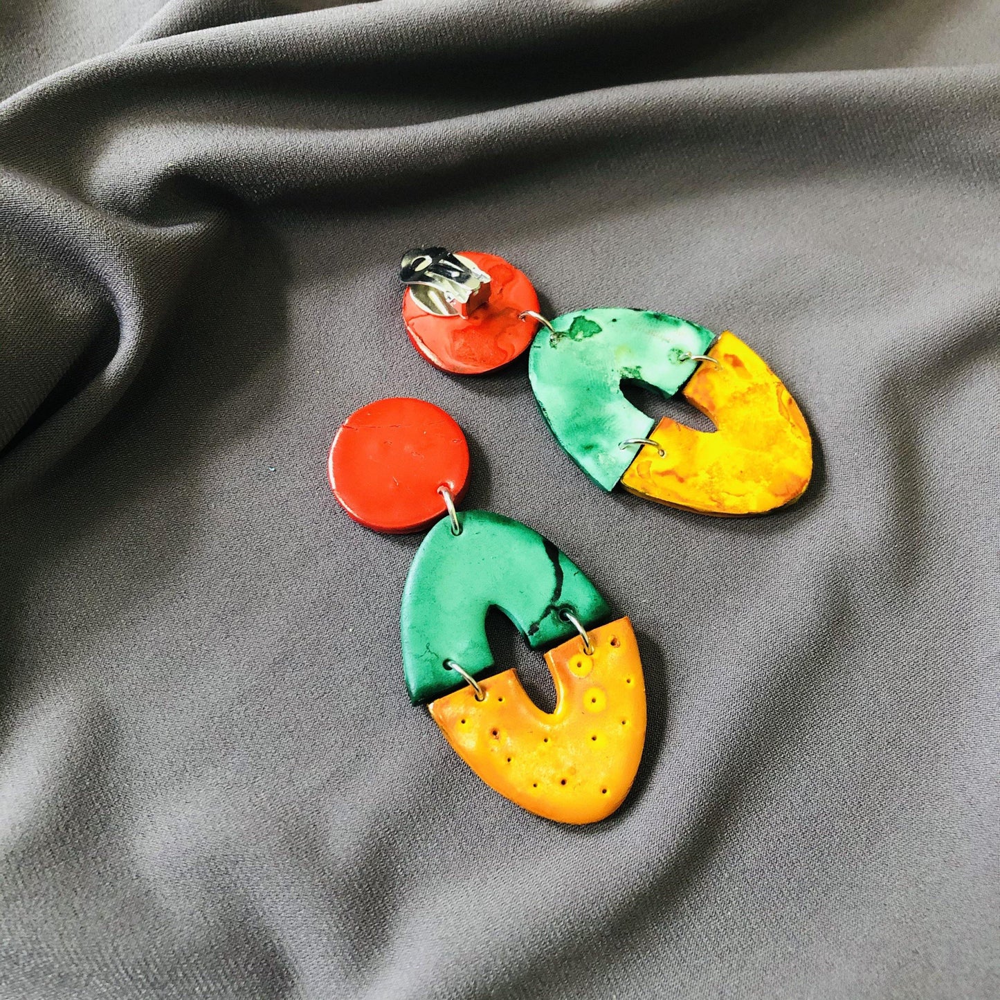 Long Artsy Clip On Earrings for Non-Pierced Ears, Handmade – "Zoe"