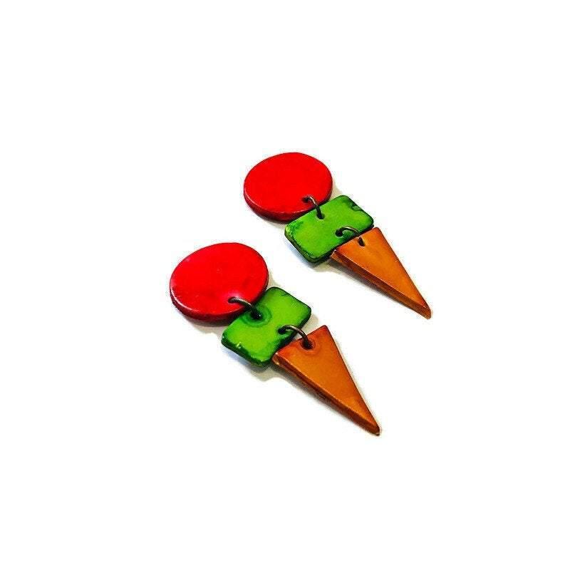 Bold Colorful Statement Earrings, Post or Clip On – "Jasmine"