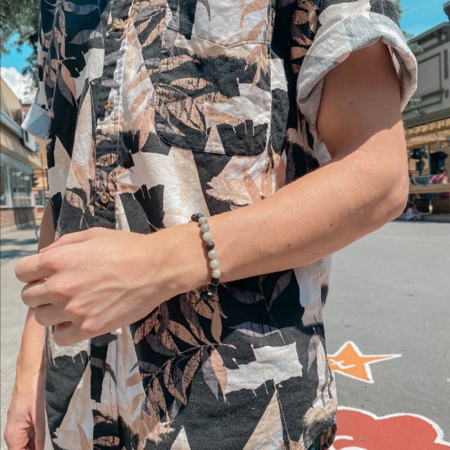 SERENZO | Bracelet diffuseur en labradorite, onyx et inox