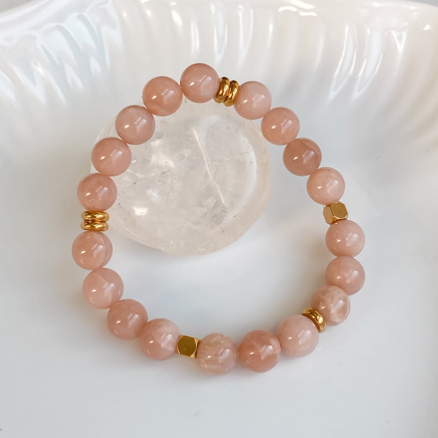 SPARKLES | Bracelet en pierre de soleil et acier inoxydable