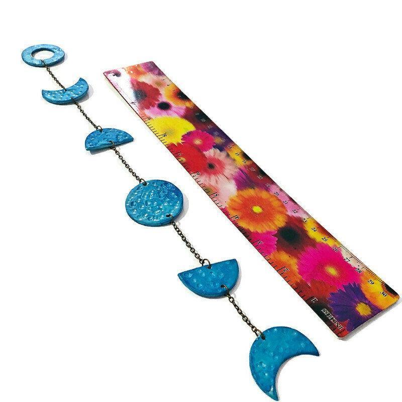 Bright Blue Moon Phase Wall Hanging for Nursery