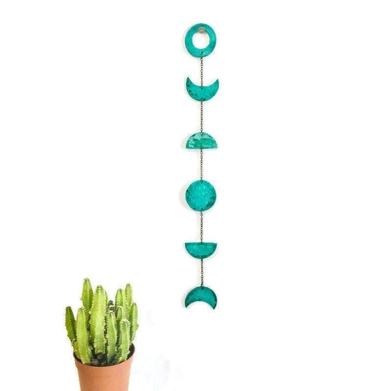 Bright Blue Moon Phase Wall Hanging for Nursery