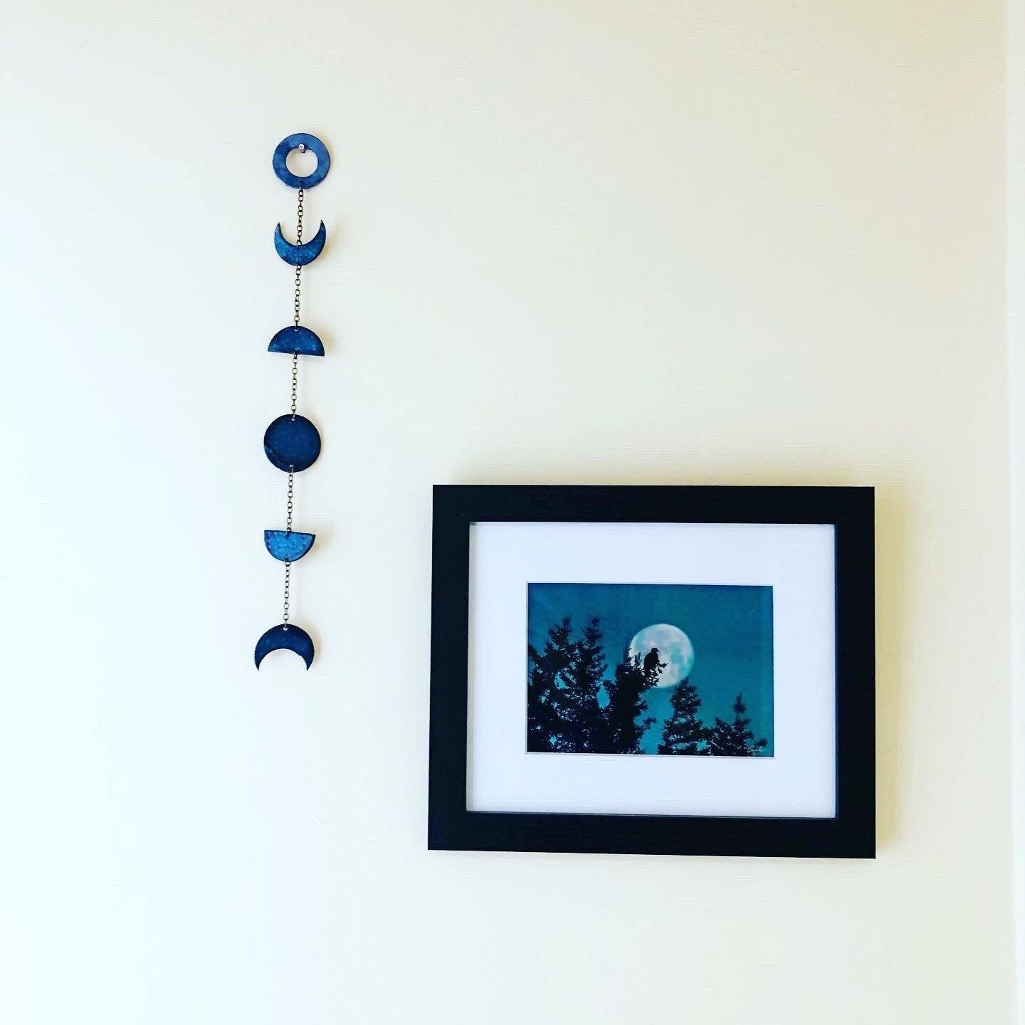 Bright Blue Moon Phase Wall Hanging for Nursery