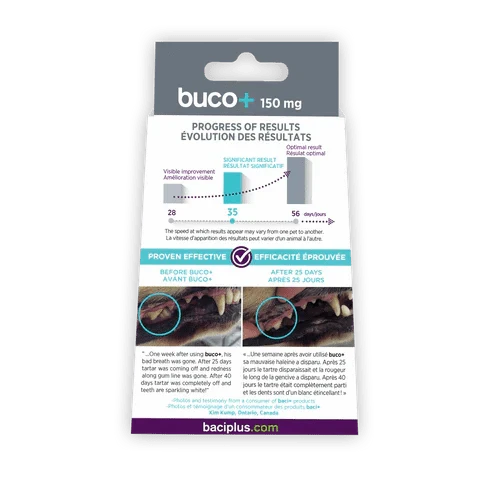 Buco+ 150mg – Soins Dentaires Naturels pour Chiens et Chats +15KG