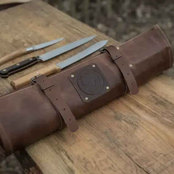 WITLOFT -  Handmade leather Knife Role ( 5 Compartments)