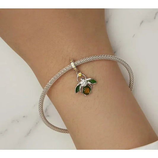 Buzzing With Charm: 925 Silver Lemon Bee Pendant For Bracelets & Bangles