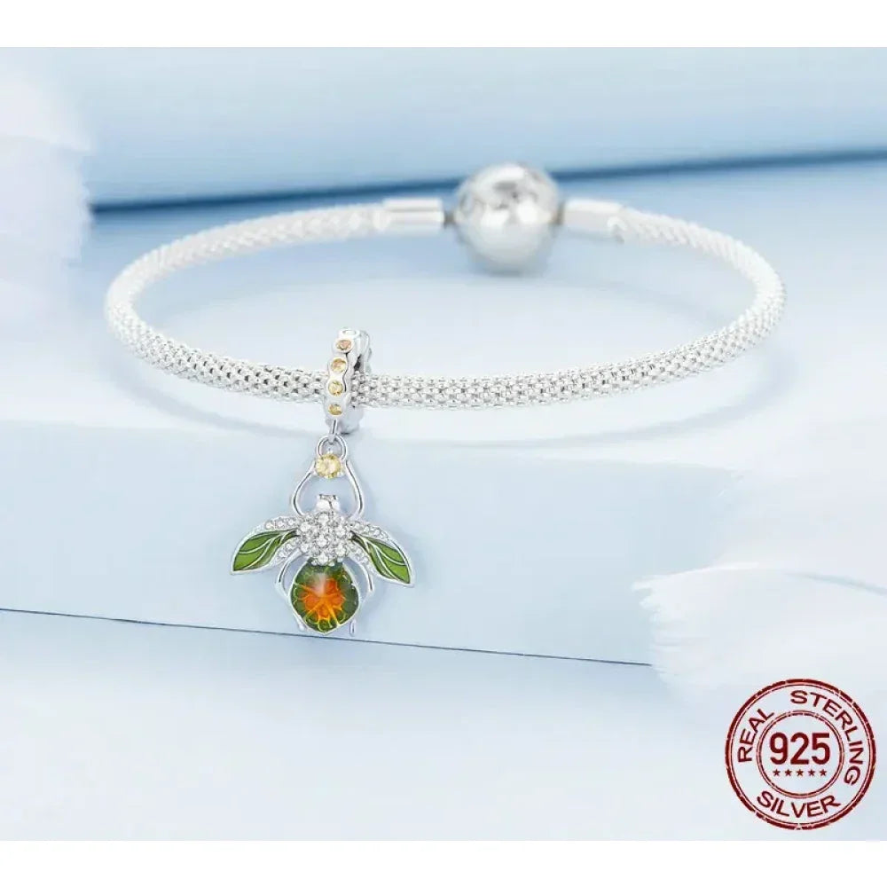 Buzzing With Charm: 925 Silver Lemon Bee Pendant For Bracelets & Bangles