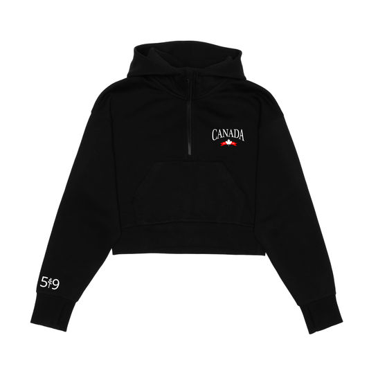 CANADA VARSITY EMBROIDERED CROPPED SCUBA 1/2 ZIP (WOMENS)