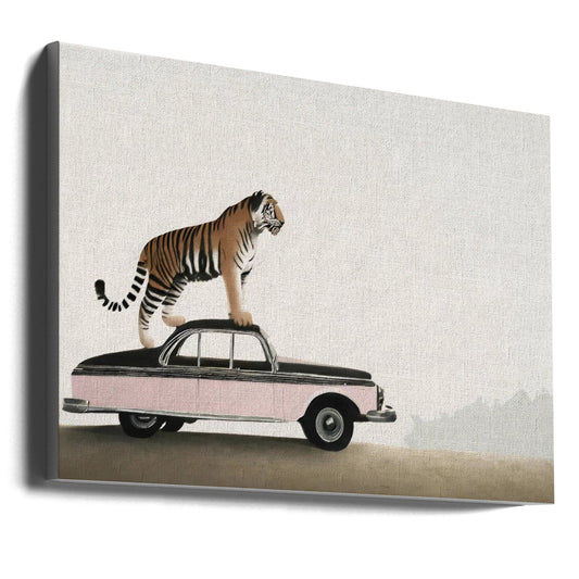 Wall art Tiger on a car roof
