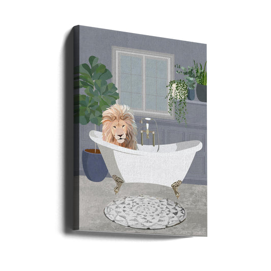 Wall Art Lion Takes A Bath Canvas Print
