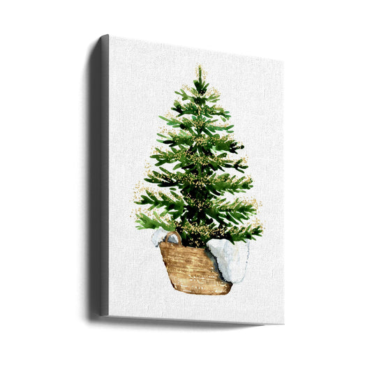 Wall art Cozy watercolor Christmas tree (2) Canvas Print