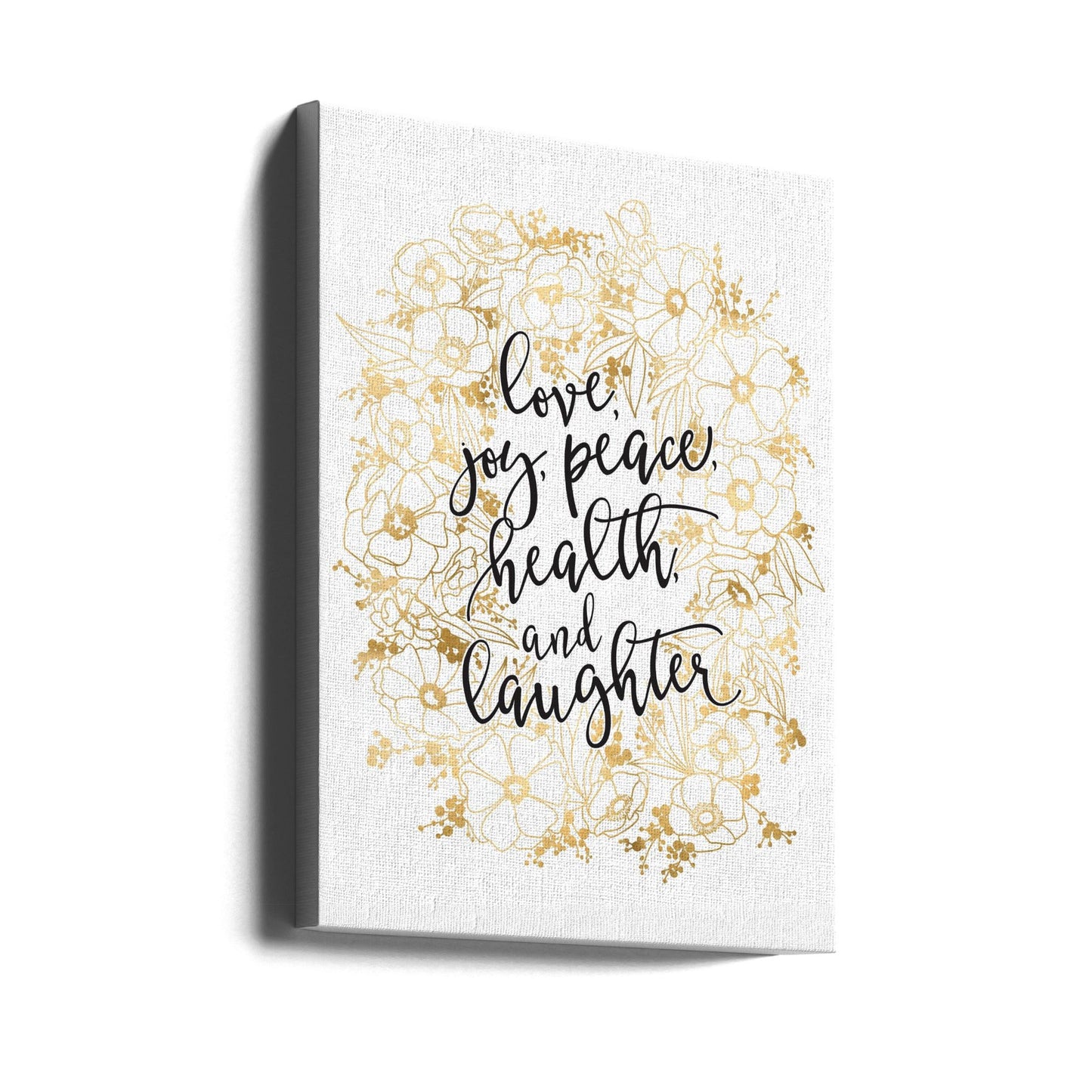 Wall art Holiday wishes with gold flowers Canvas Print