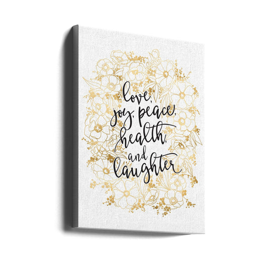 Wall art Holiday wishes with gold flowers Canvas Print