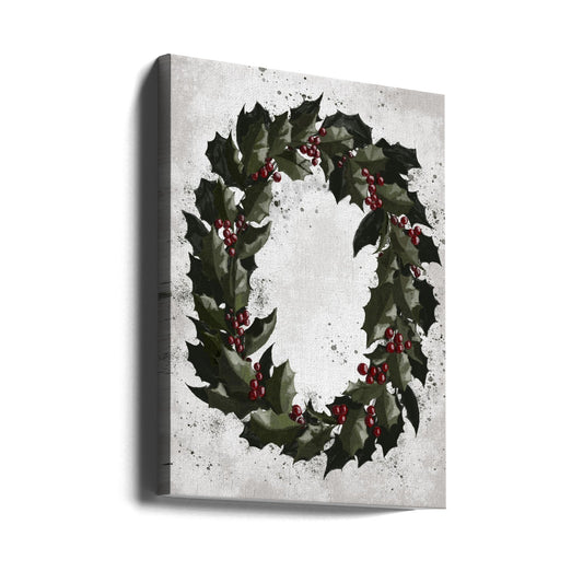 Wall art Splatters holly wreath Canvas Print