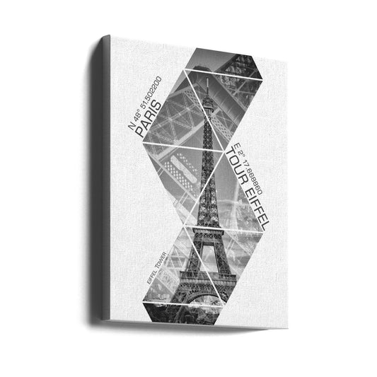 Wall art Coordinates PARIS Eiffel Tower | monochrome