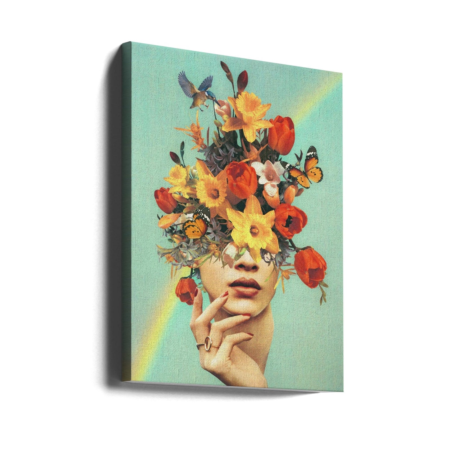 Wall art  Baby's in bloom - Rainbow, flowers, birds &amp; butterflies