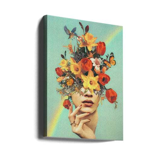 Wall art  Baby's in bloom - Rainbow, flowers, birds &amp; butterflies