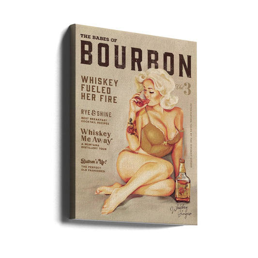 Wall art Babes of Bourbon Vol 3 Sexy Vintage Pin Up Girl Drinking Whiskey
