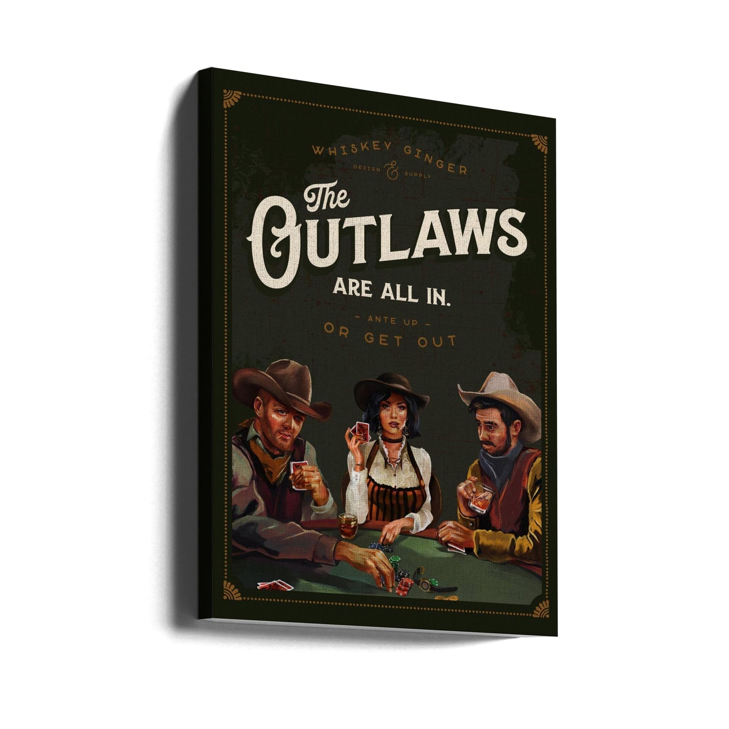 Wall Art Outlaws Are All In Cool Cowboy Poker Art