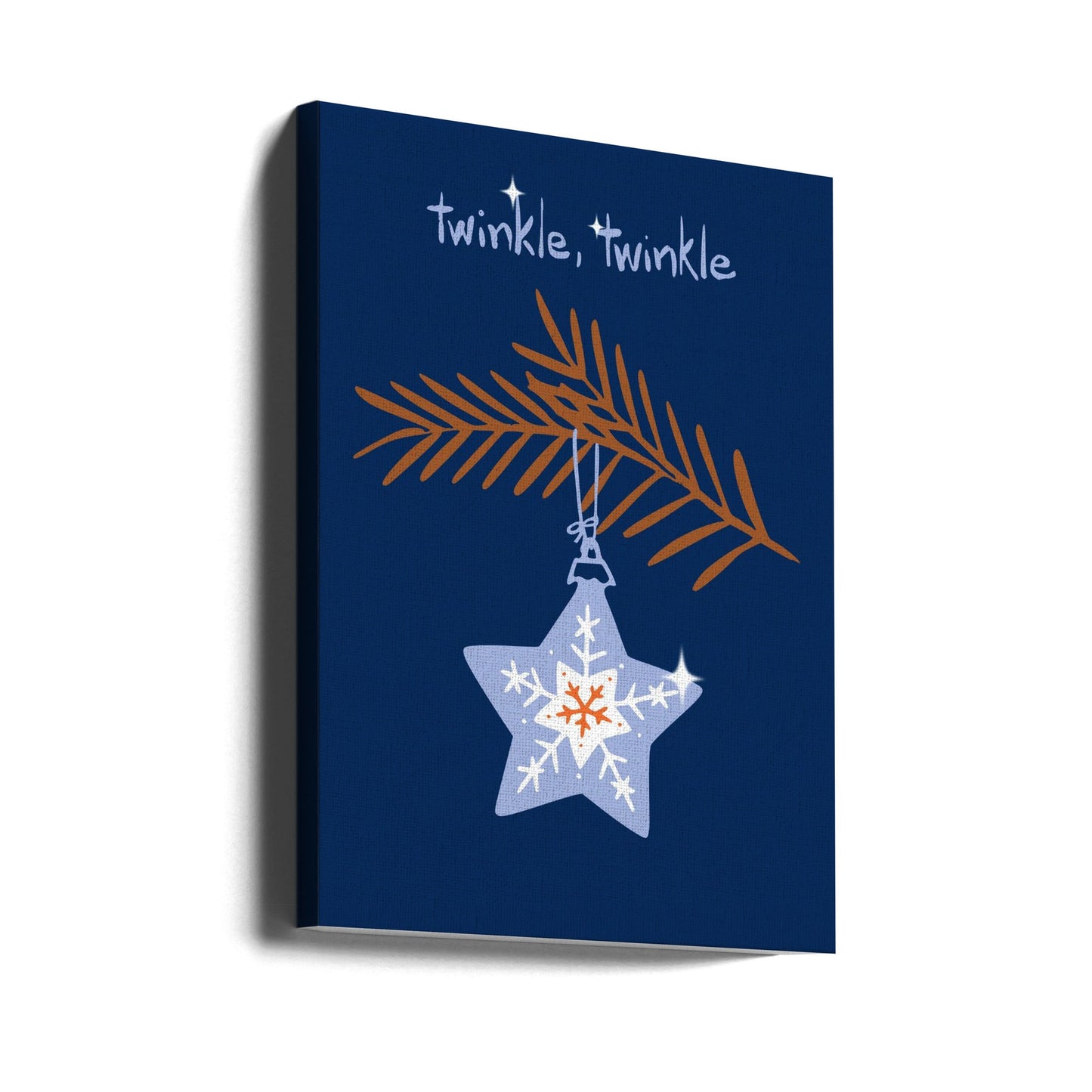 Wall art Cheerful twinkle Christmas star blue Canvas Print