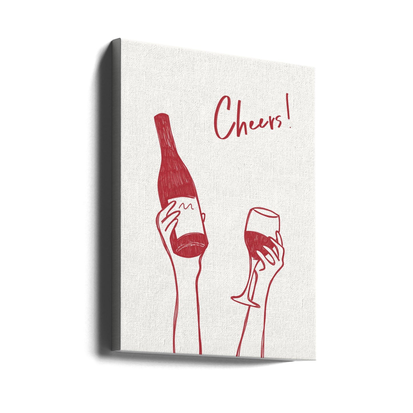 Wall art Cheers wine illustration &amp; text (black &amp; white)