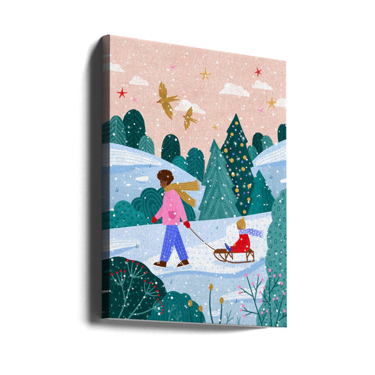 Wall art Snowy Sledge Walk 2 Canvas Print