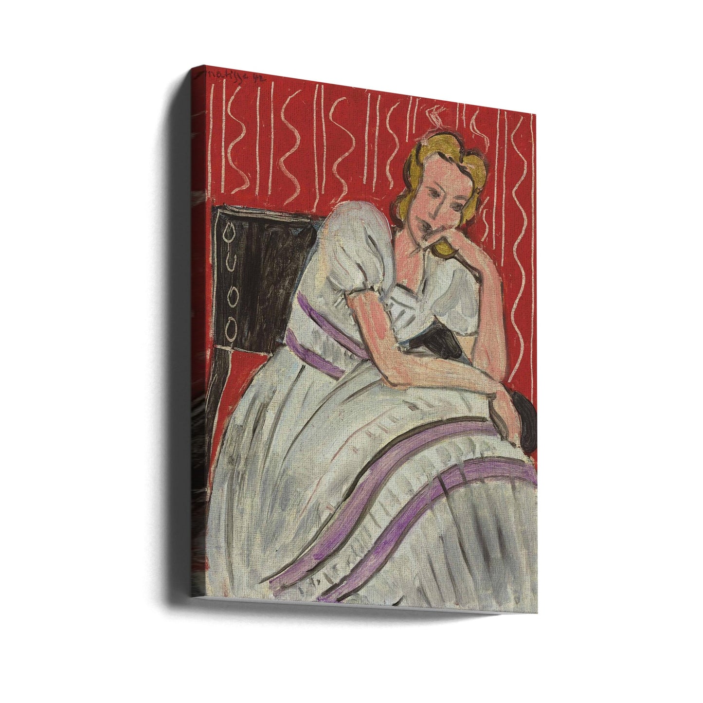 Wall art Jeune Femme Assise En Robe Grise