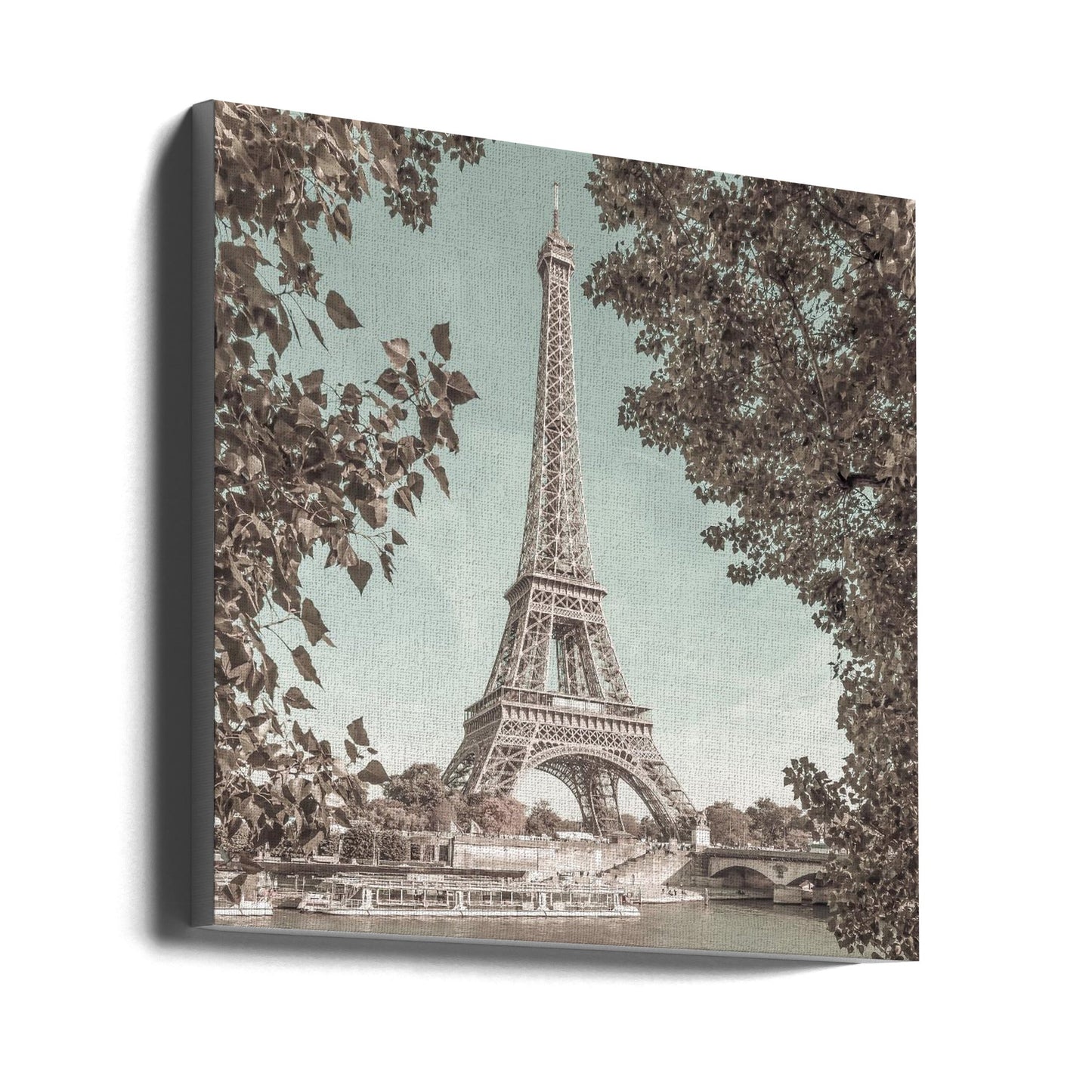 Wall art PARIS Eiffel Tower &amp; River Seine | urban vintage style