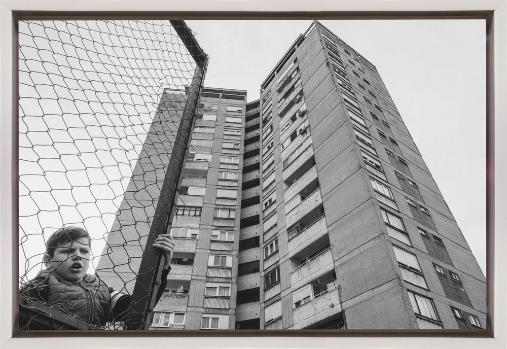 Wall art The boy behind the fence