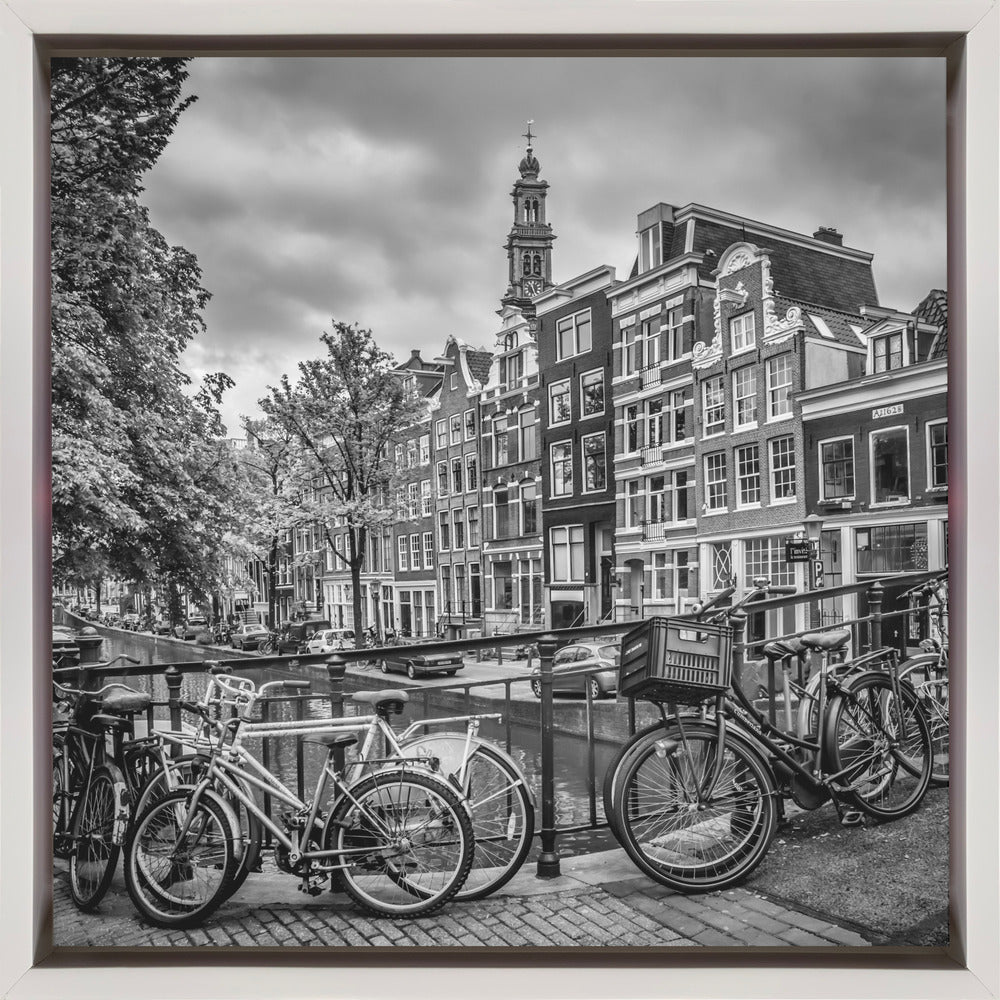 Wall art AMSTERDAM Flower Canal black & white