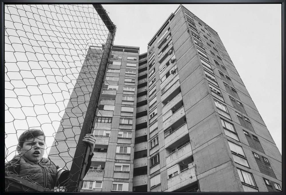 Wall art The boy behind the fence