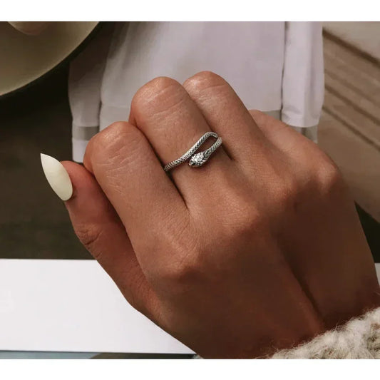 Captivating Beauty: Vintage Sterling Silver Snake Jewelry Set With Crystals