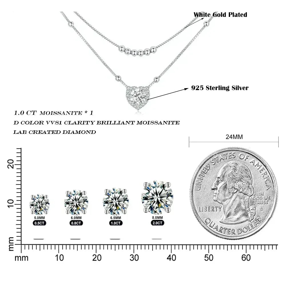Capture Her Heart With Dazzling Brilliance: 1Ct Moissanite Heart Necklace