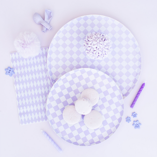 Lavender Check It! Dinner Plates (SET OF 8)
