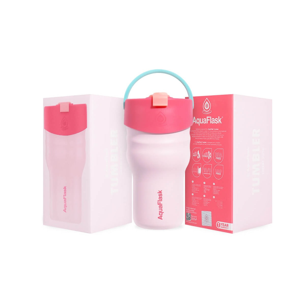 Aqua Flask 20oz – Stainless Steel Tumbler, Vacuum Insulated, Hot & Cold, Leak Proof