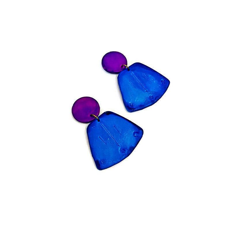 Chunky Art Deco Jewelry Set in Black, Blue Purple