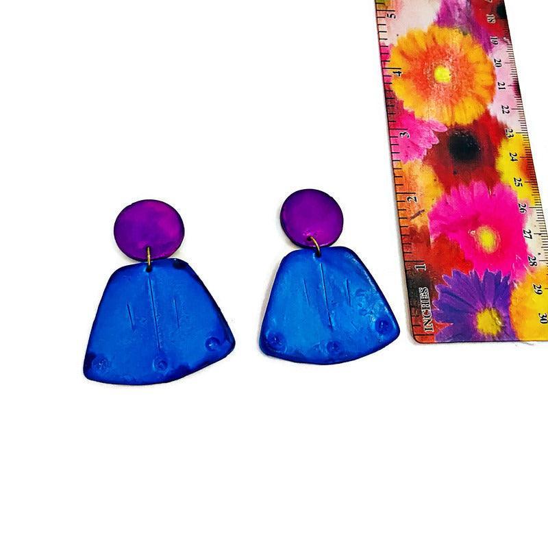 Chunky Art Deco Jewelry Set in Black, Blue Purple